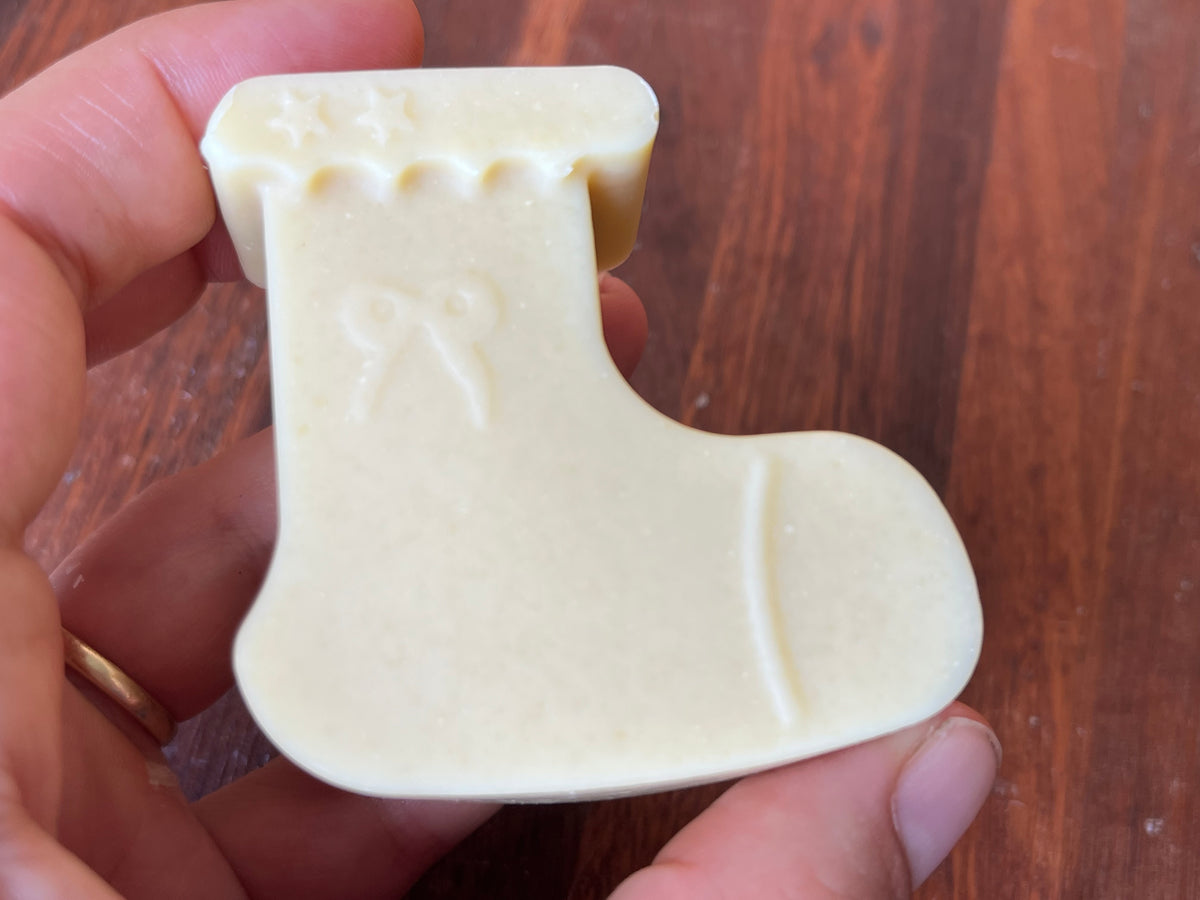 Christmas soap, handmade artisan goats milk Christmas stocking soap 50g