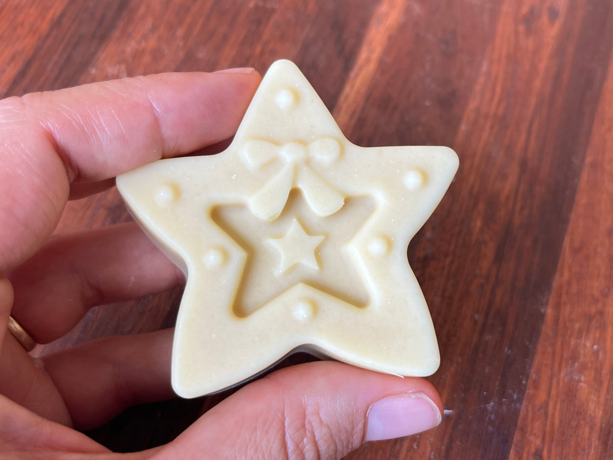 Christmas soap, handmade artisan goats milk and honey Christmas star soap 50g