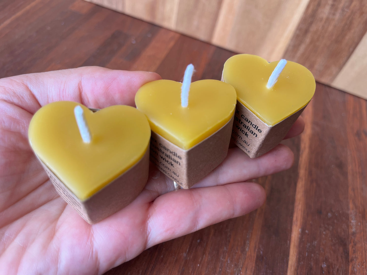 Beeswax heart candle x 3