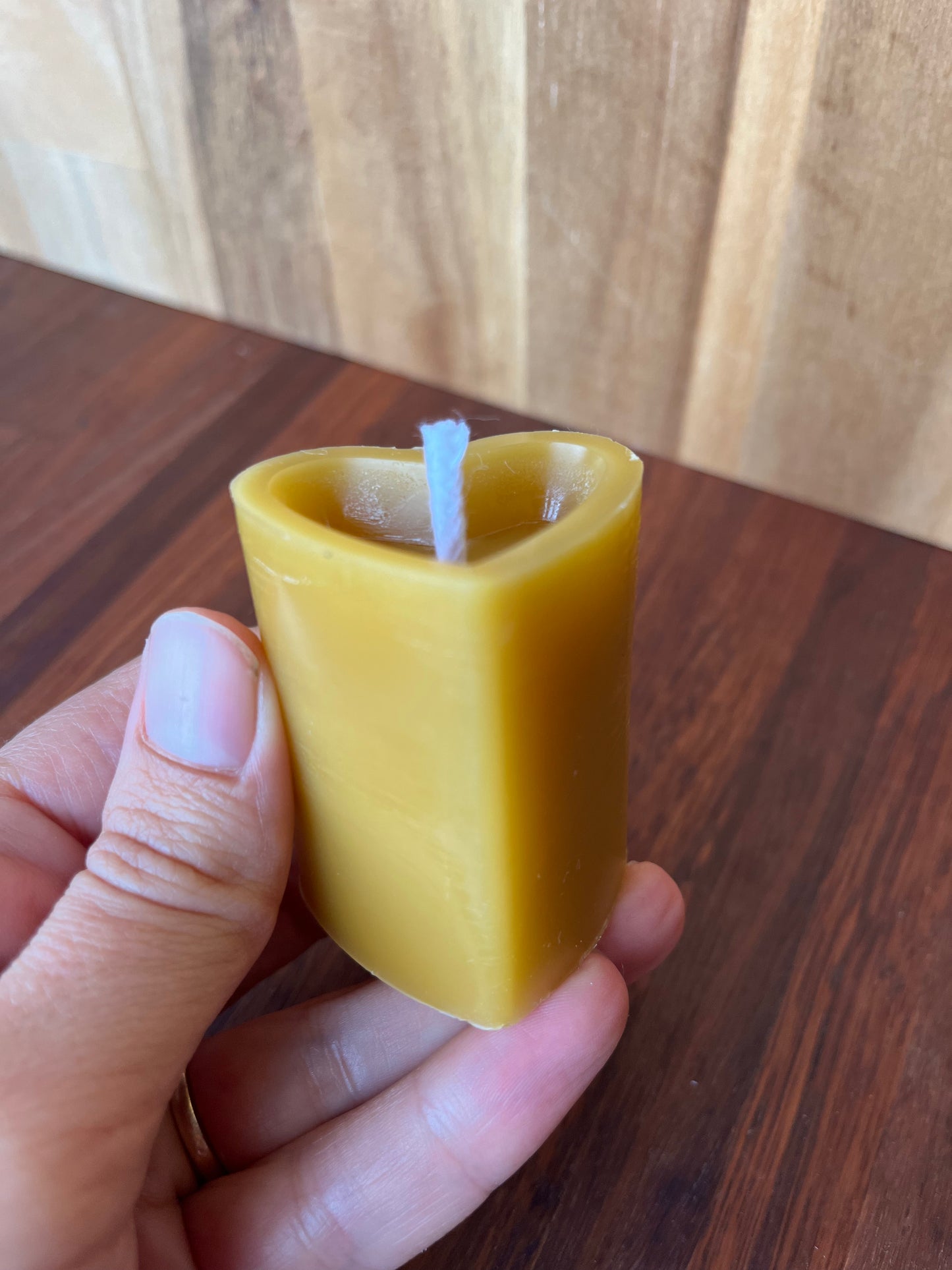 Beeswax heart shaped candle