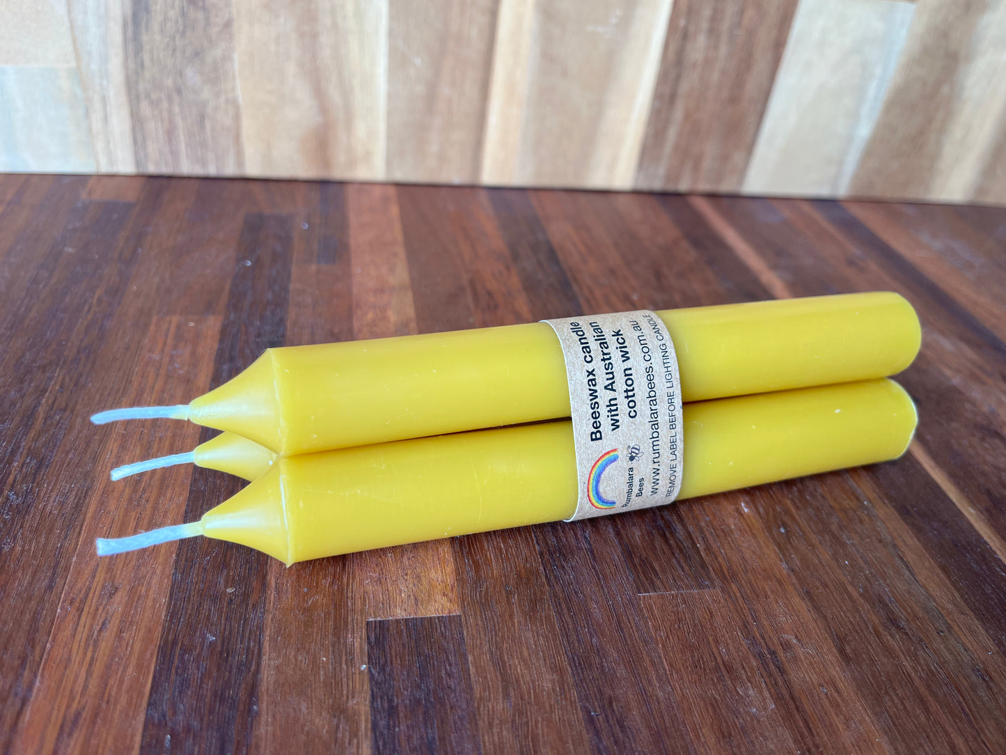 Beeswax tall dinner candle x3