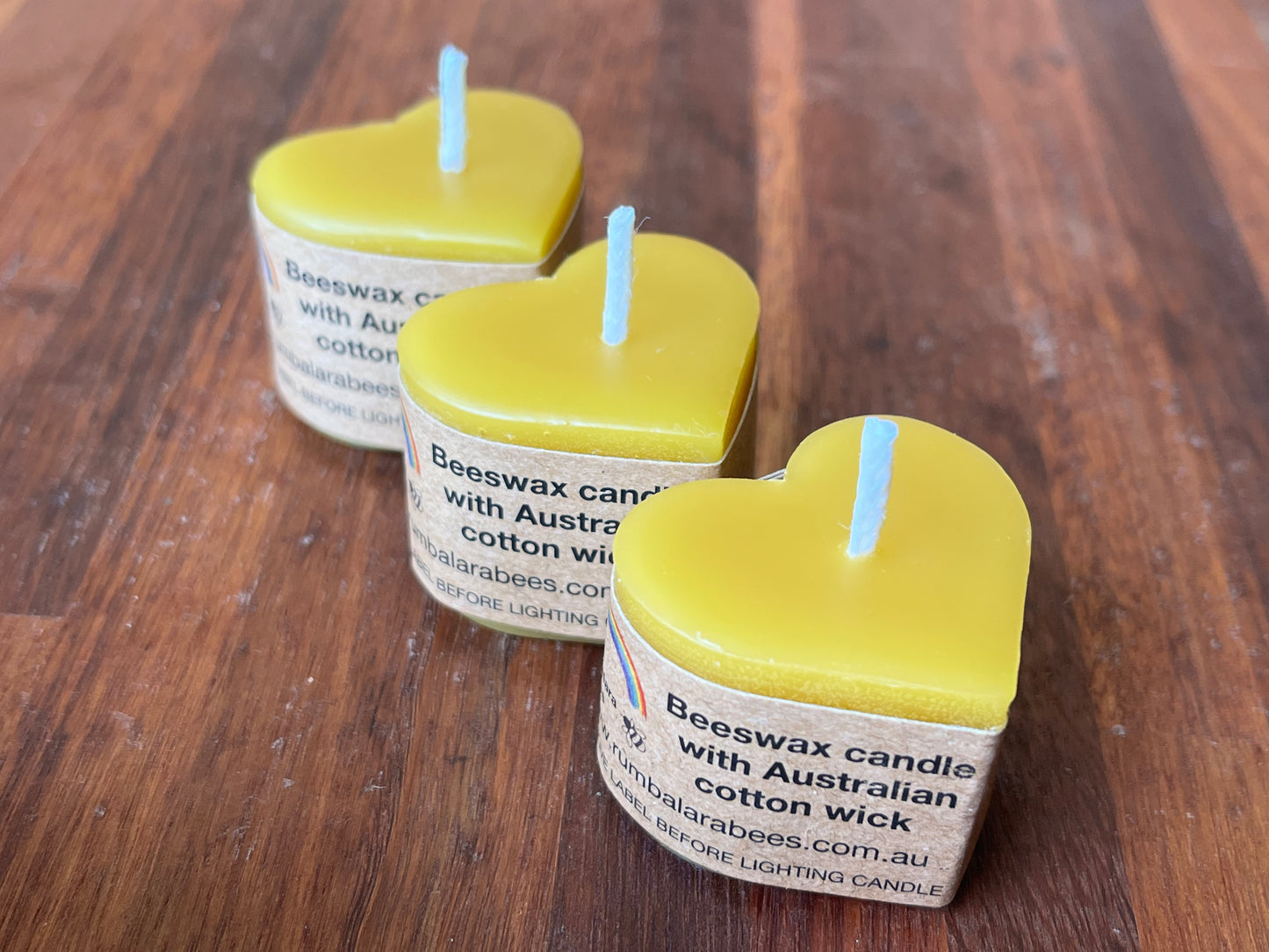 Beeswax heart candle x 3