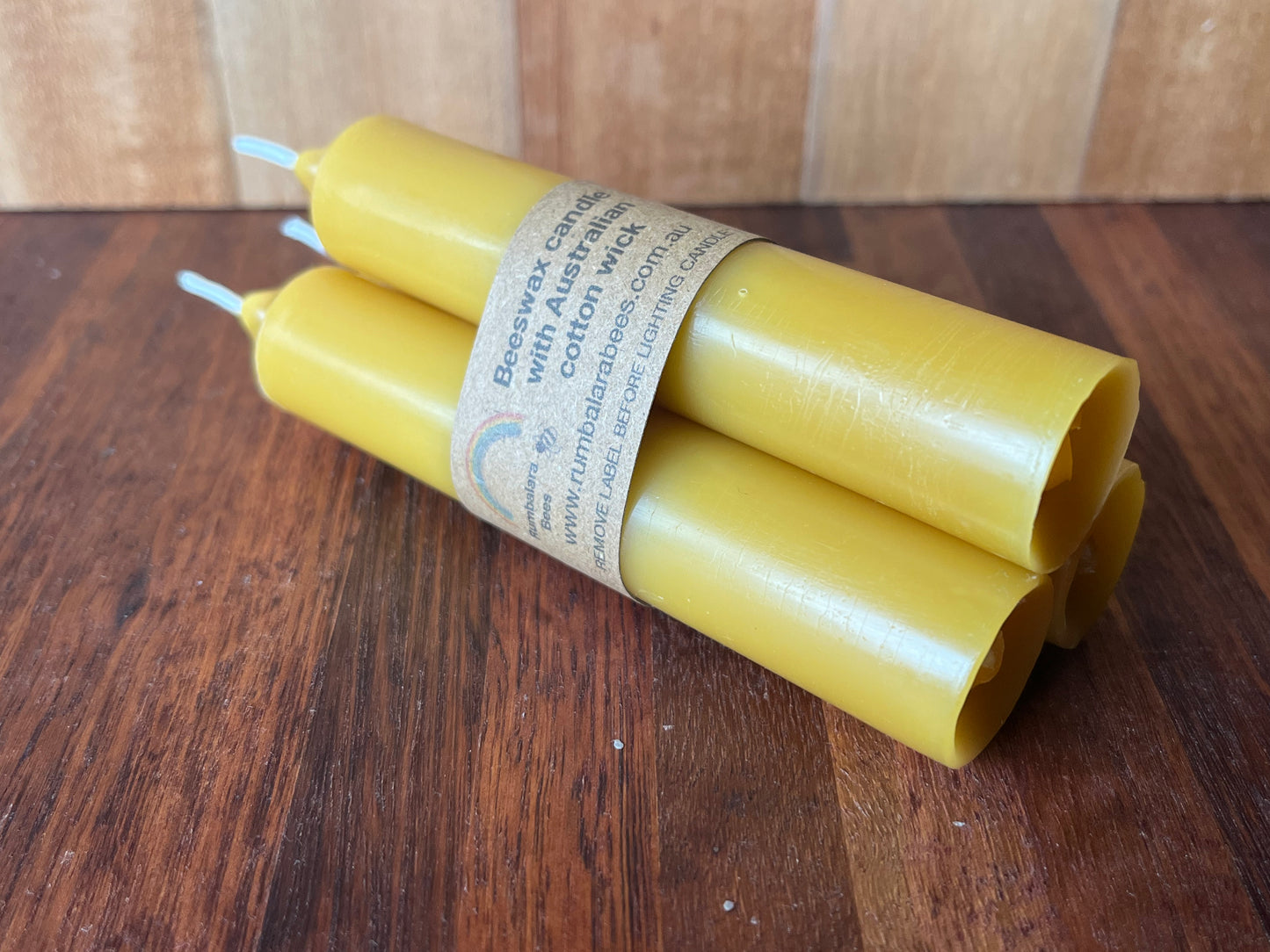 Beeswax short dinner candle x3