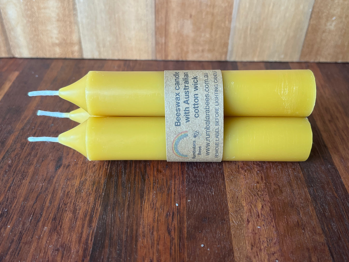 Beeswax short dinner candle x3