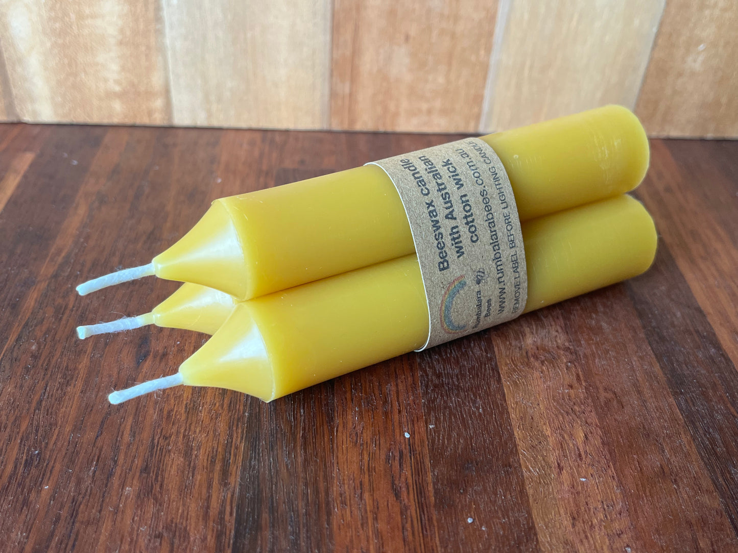 Beeswax short dinner candle x3