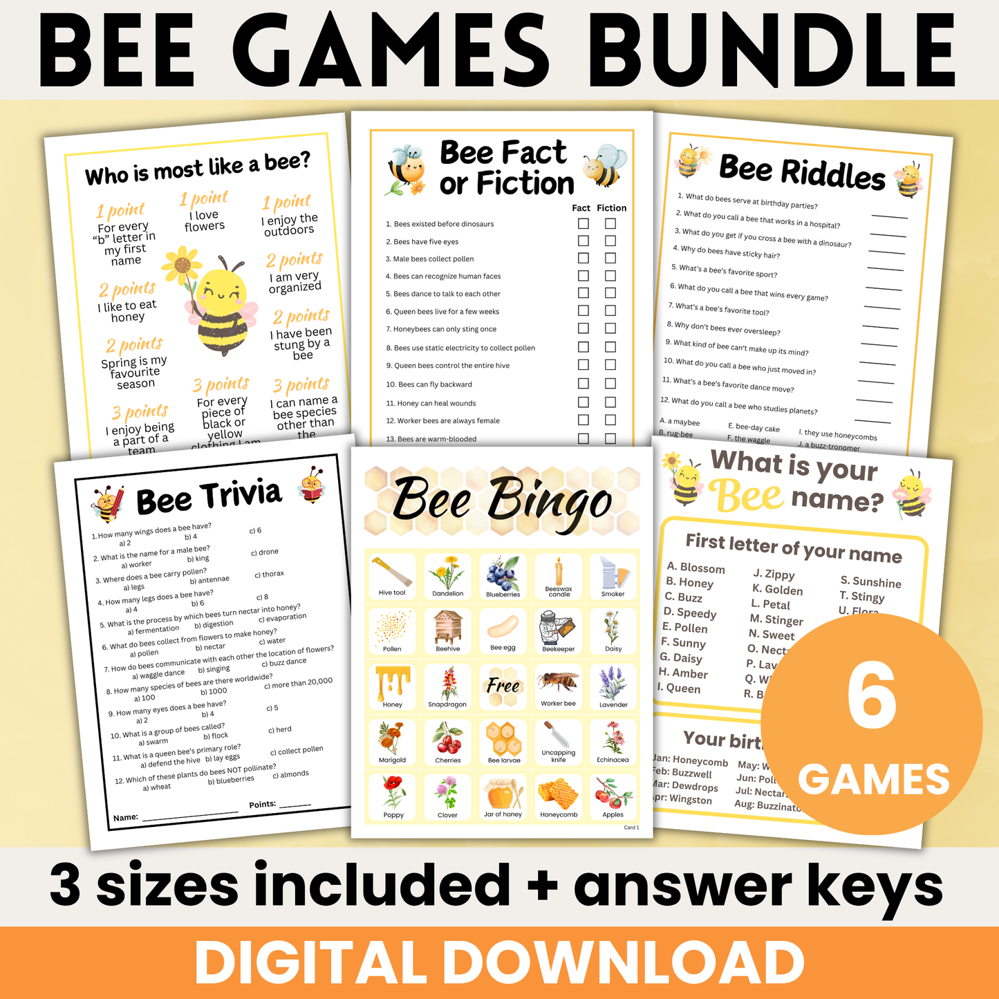 Bee games bundle printable
