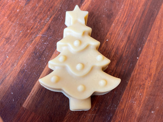 Christmas soap, handmade artisan goats milk and honey Christmas tree soap 50g