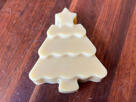 Christmas soap, handmade artisan goats milk and honey Christmas tree soap 70g