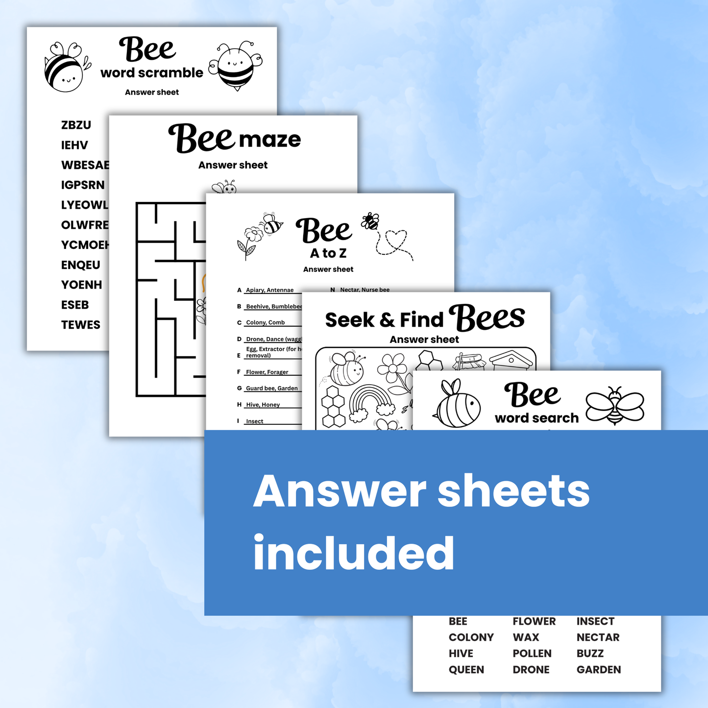 Bee activity pack printable 4-8 years