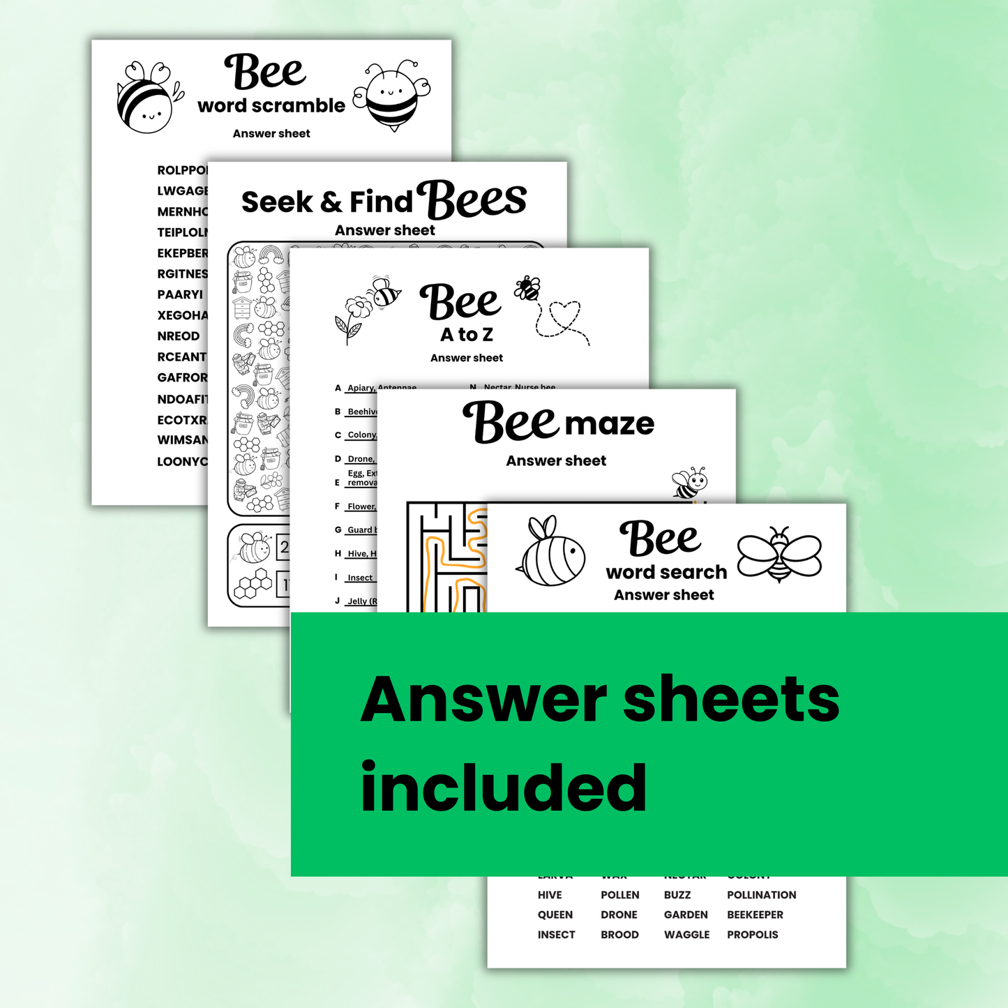 Bee activity pack printable 8-12 years