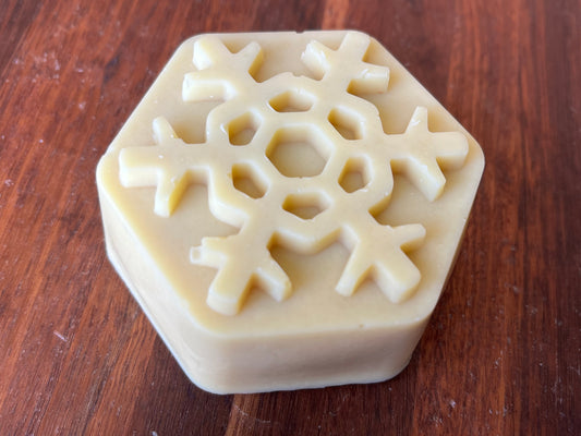 Christmas soap, handmade artisan goats milk and honey snowflake soap 100g