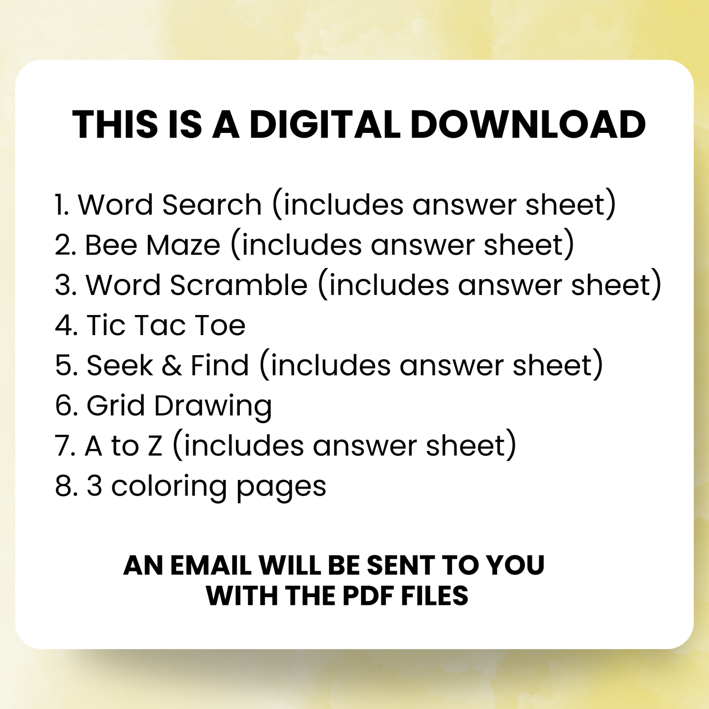 Bee activity pack printable 6-10 years