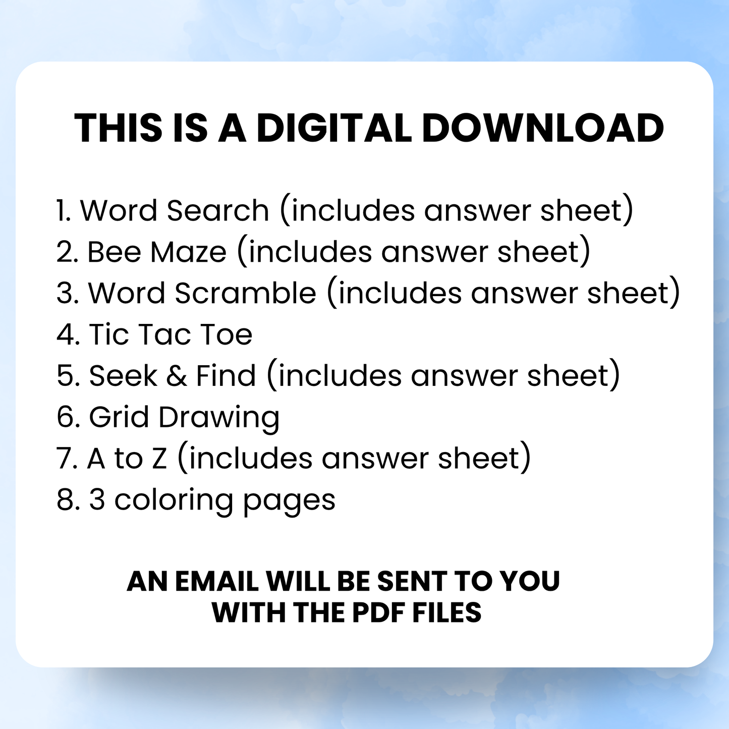 Bee activity pack printable 4-8 years