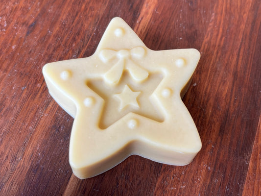 Christmas soap, handmade artisan goats milk and honey Christmas star soap 50g