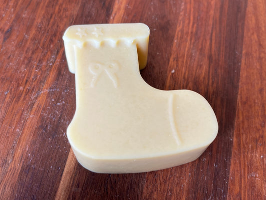 Christmas soap, handmade artisan goats milk and honey Christmas stocking soap 60g