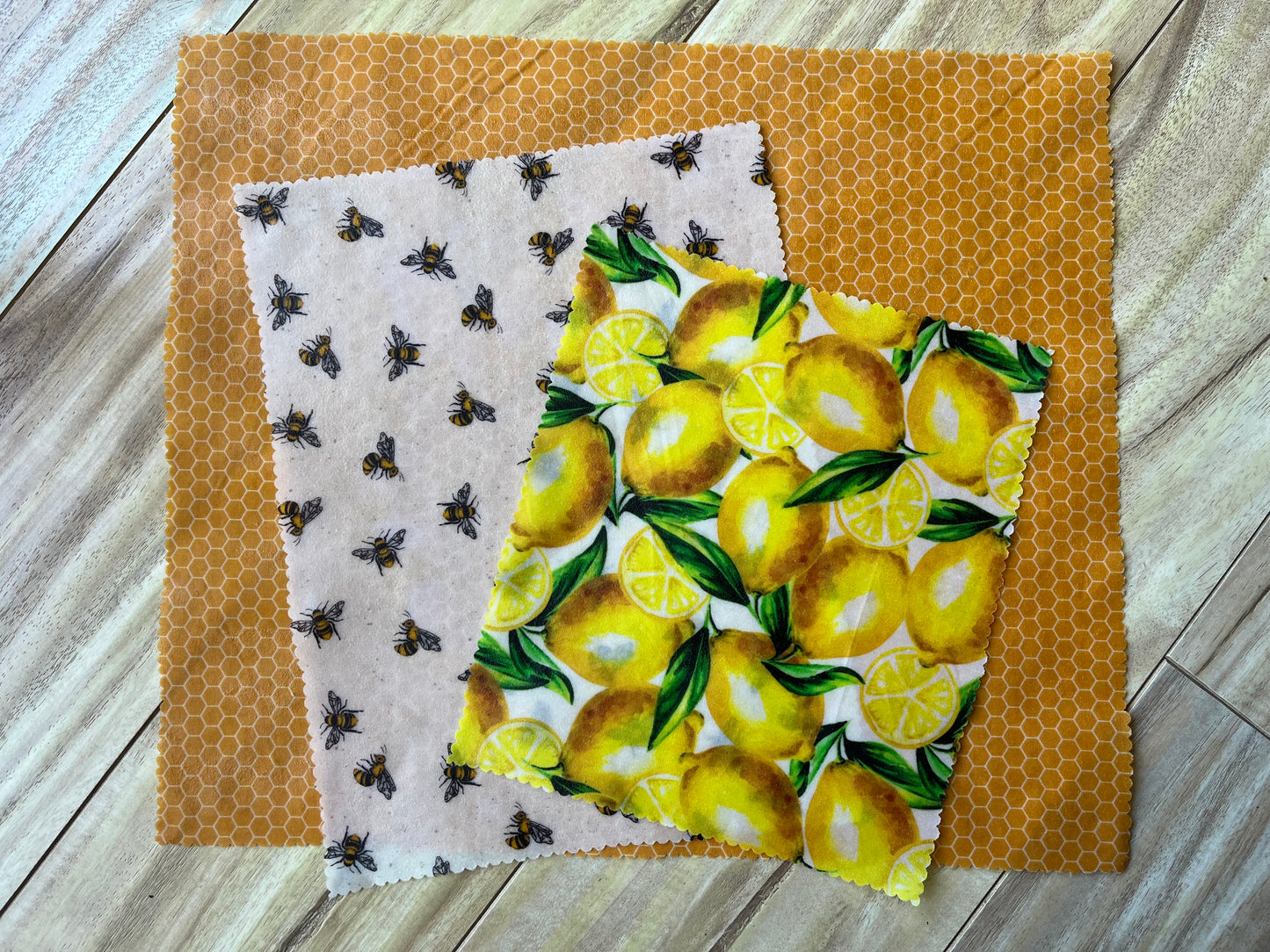 Beeswax wrap pack (bees, honeycomb and lemons)