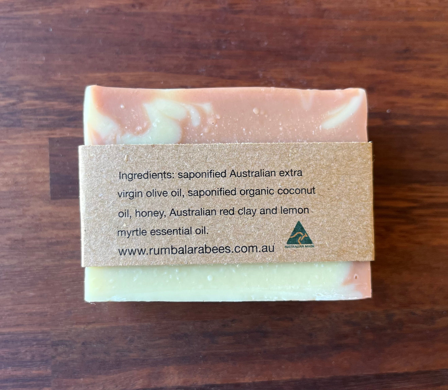 Red clay, lemon myrtle and honey soap 100g