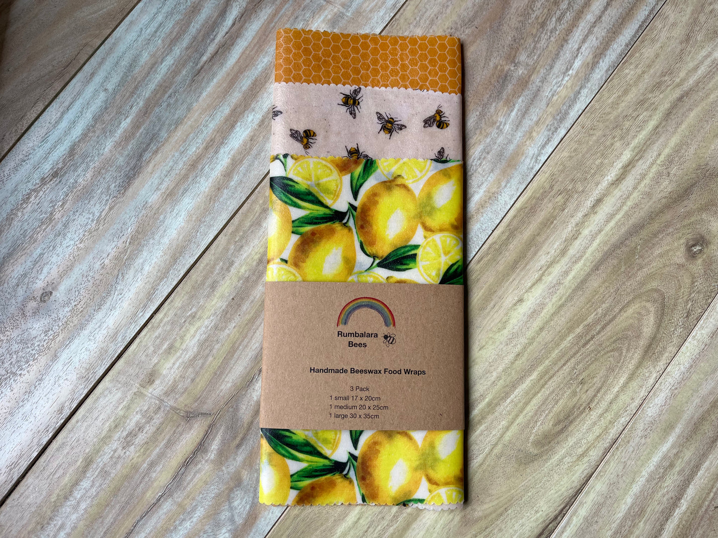 Beeswax wrap pack (bees, honeycomb and lemons)