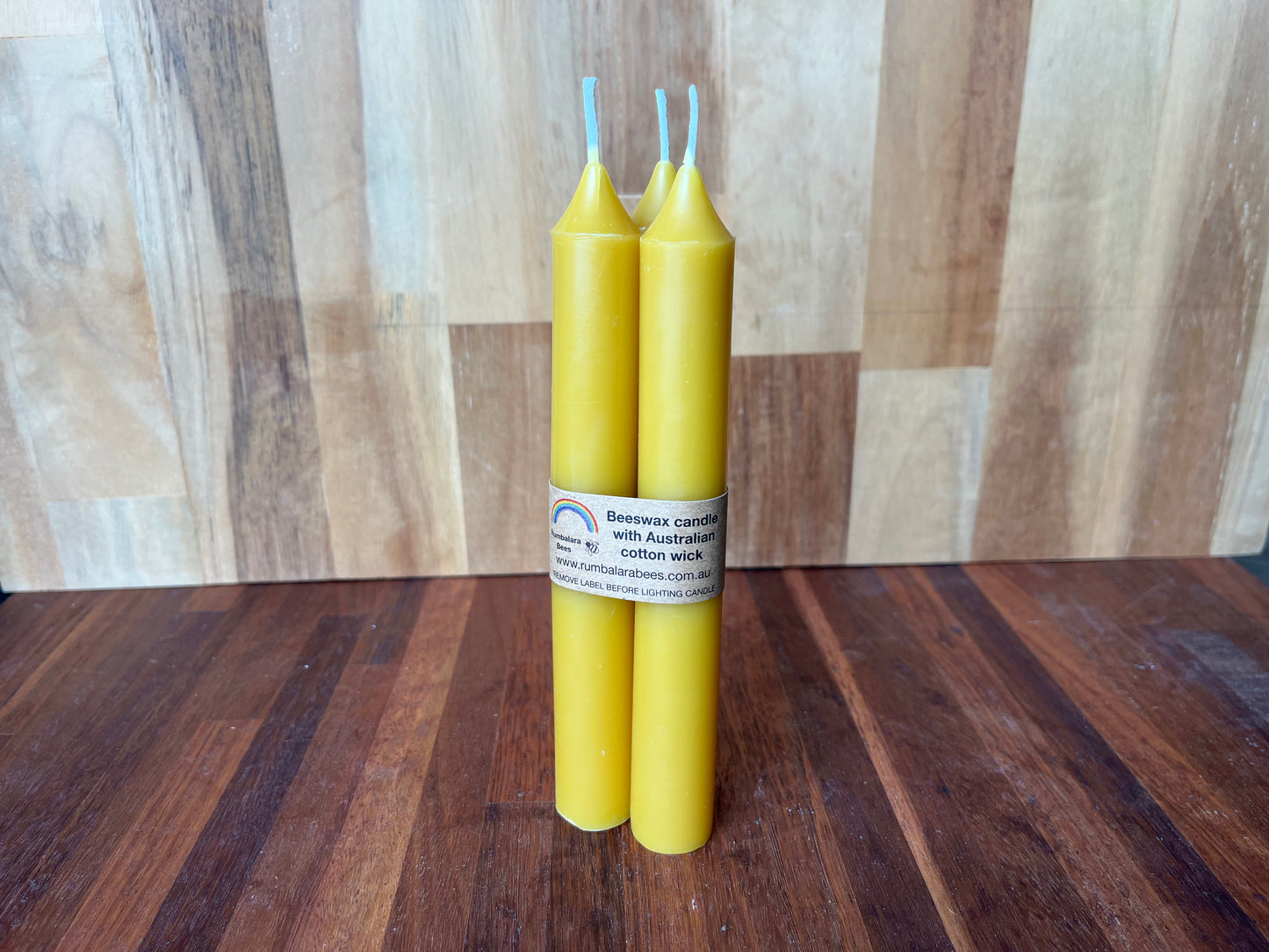 Beeswax tall dinner candle x3