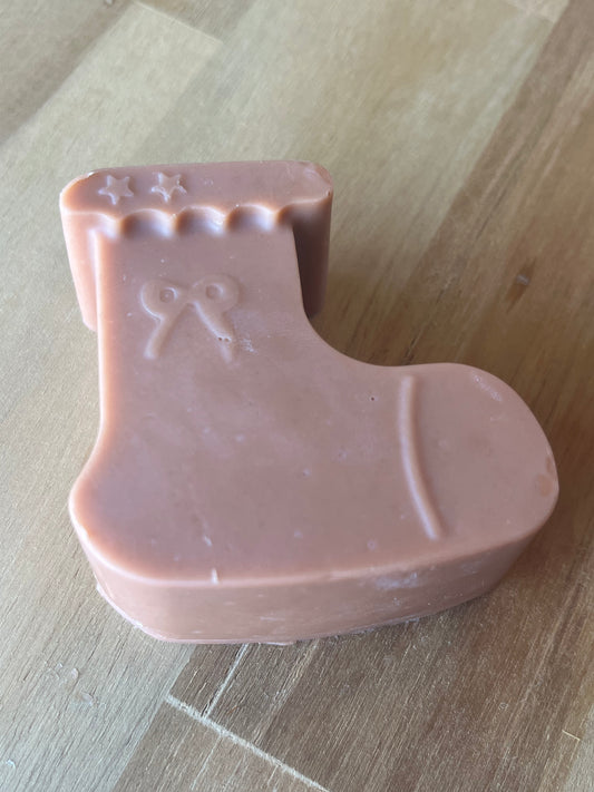 Red clay, lemon myrtle and honey Christmas stocking soap 50g