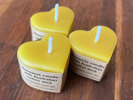 Beeswax heart candle x 3