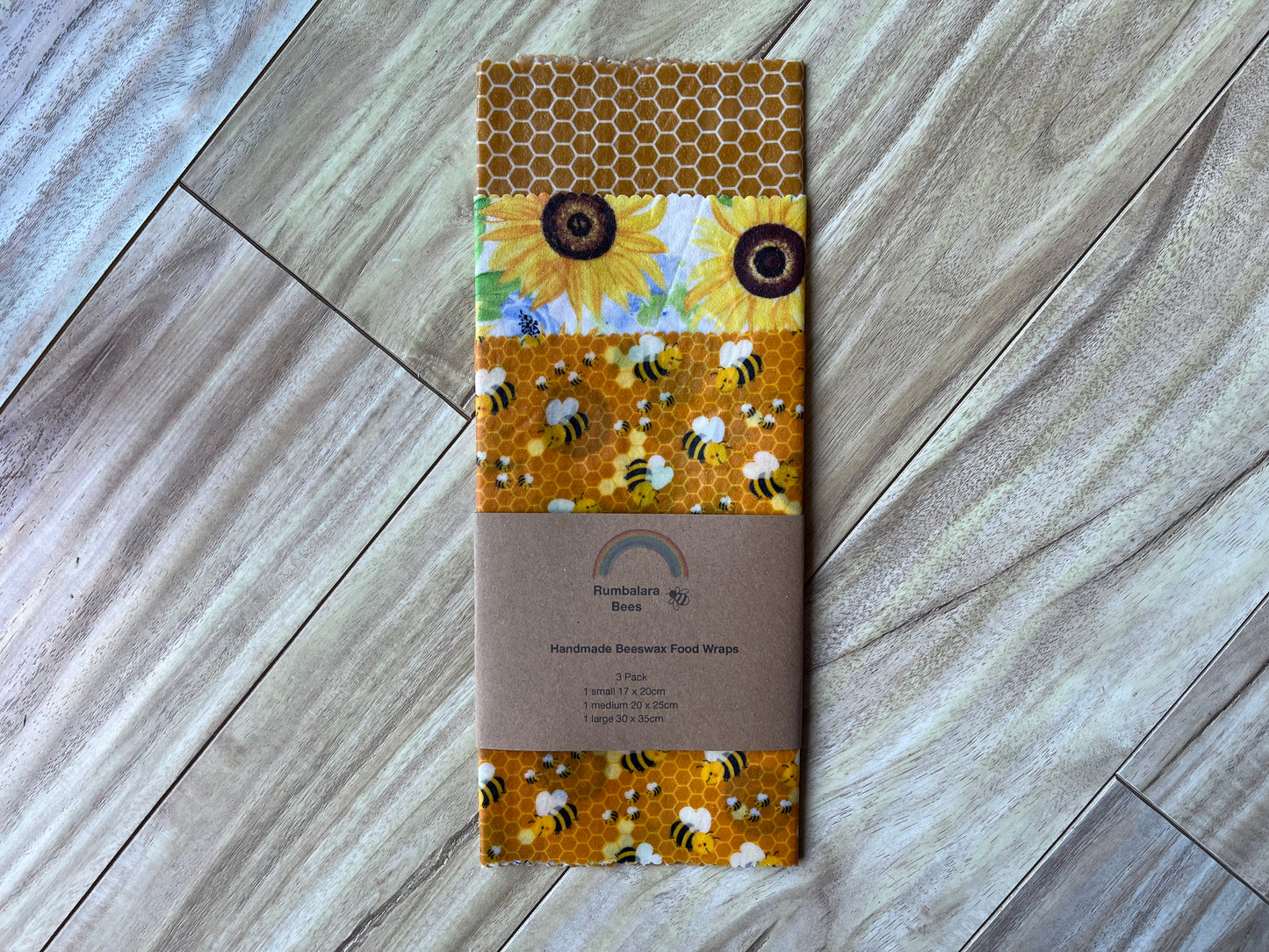 Beeswax wrap pack (bees, sunflowers and honeycomb)