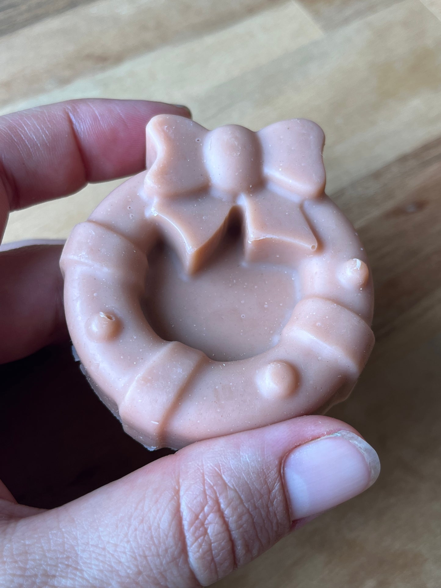 Red clay, lemon myrtle and honey Christmas wreath soap 50g