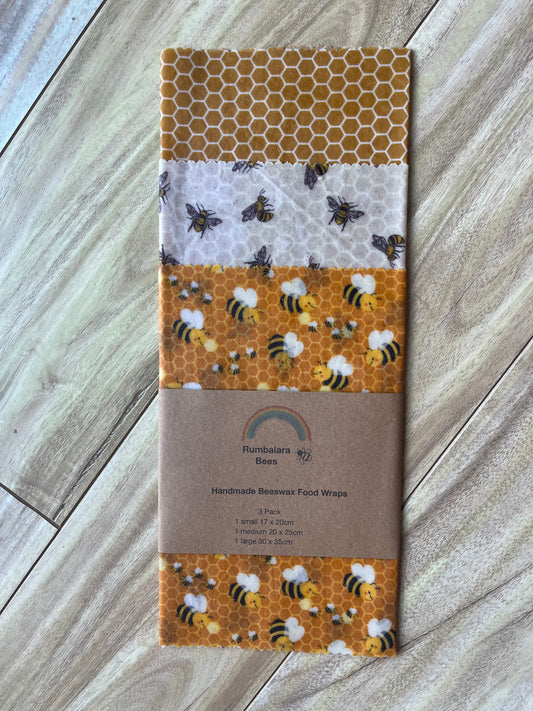 Beeswax wrap pack (bees and honeycomb)