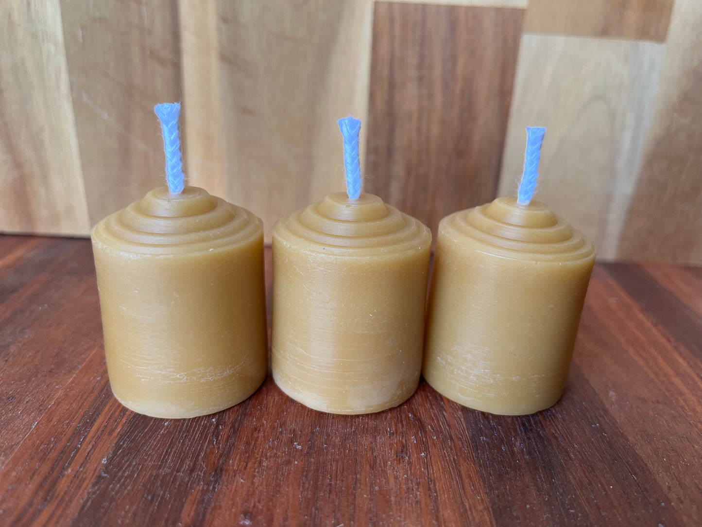 Beeswax votive candles x 3