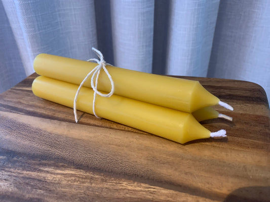Beeswax tall dinner candle x3